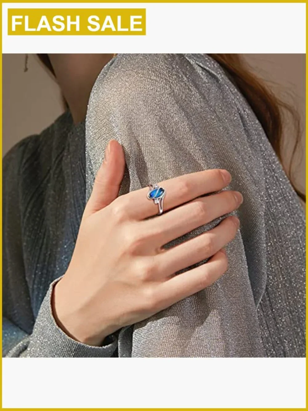 925 Sterling Silver Oval Solitaire Mood Ring with CZ Accents